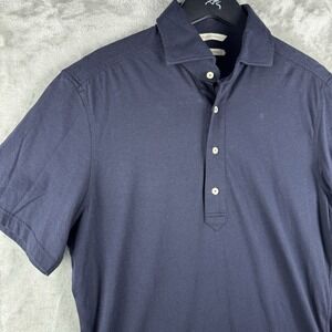 Suitsupply Polo Shirt Navy Cotton Extra Slim Fit Knit Preppy Mens 40-15 3/4‎